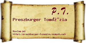 Preszburger Tomázia névjegykártya